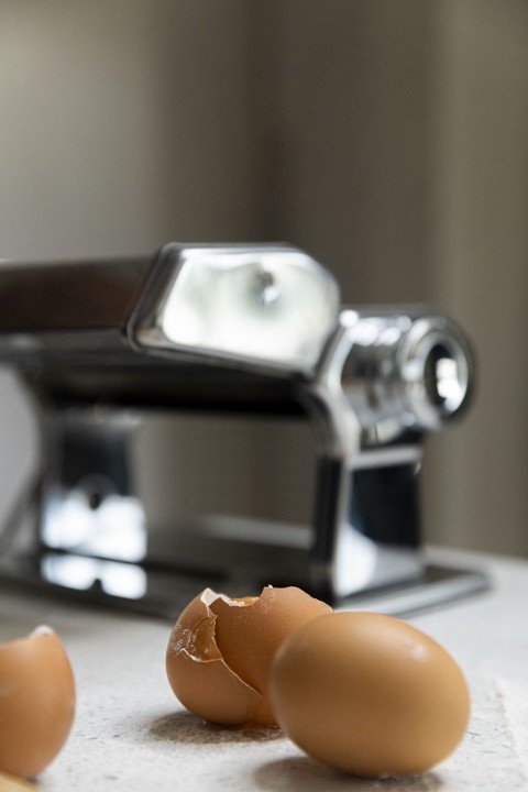 Egg shells on a table