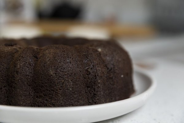 Chocolate cake after being baked