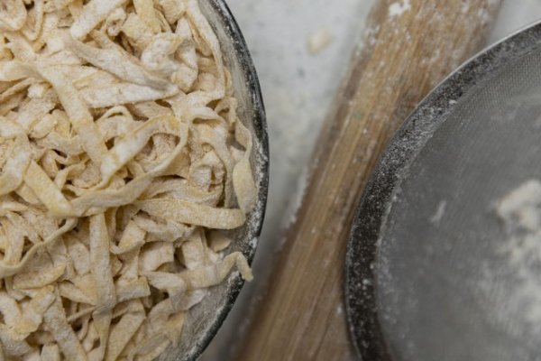 Home made pasta in a bowl