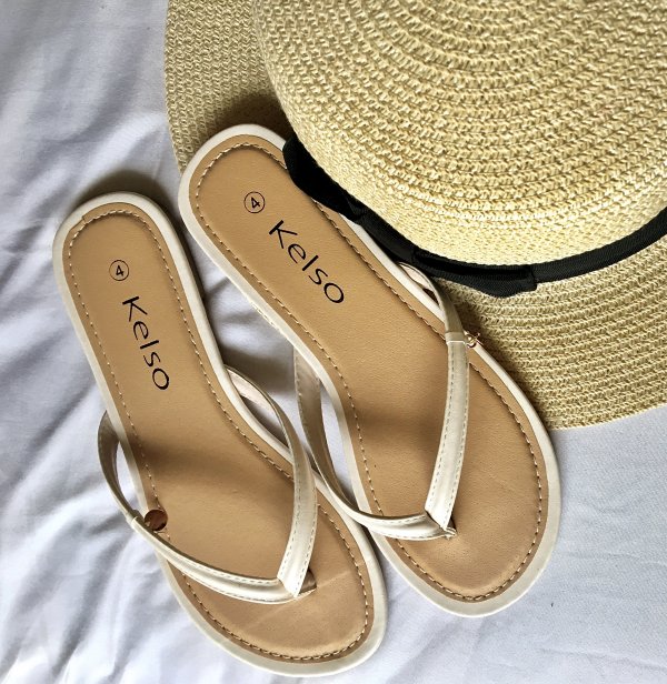 Flatlay of summer sandals