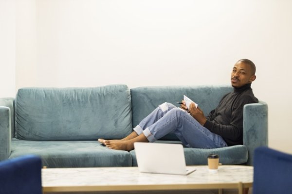 Black business man at working from home