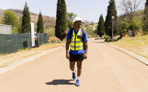Black construction worker on site