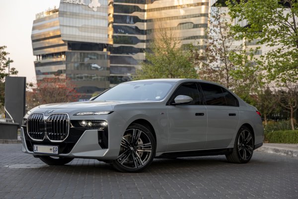 BWM i740i car parked in the city