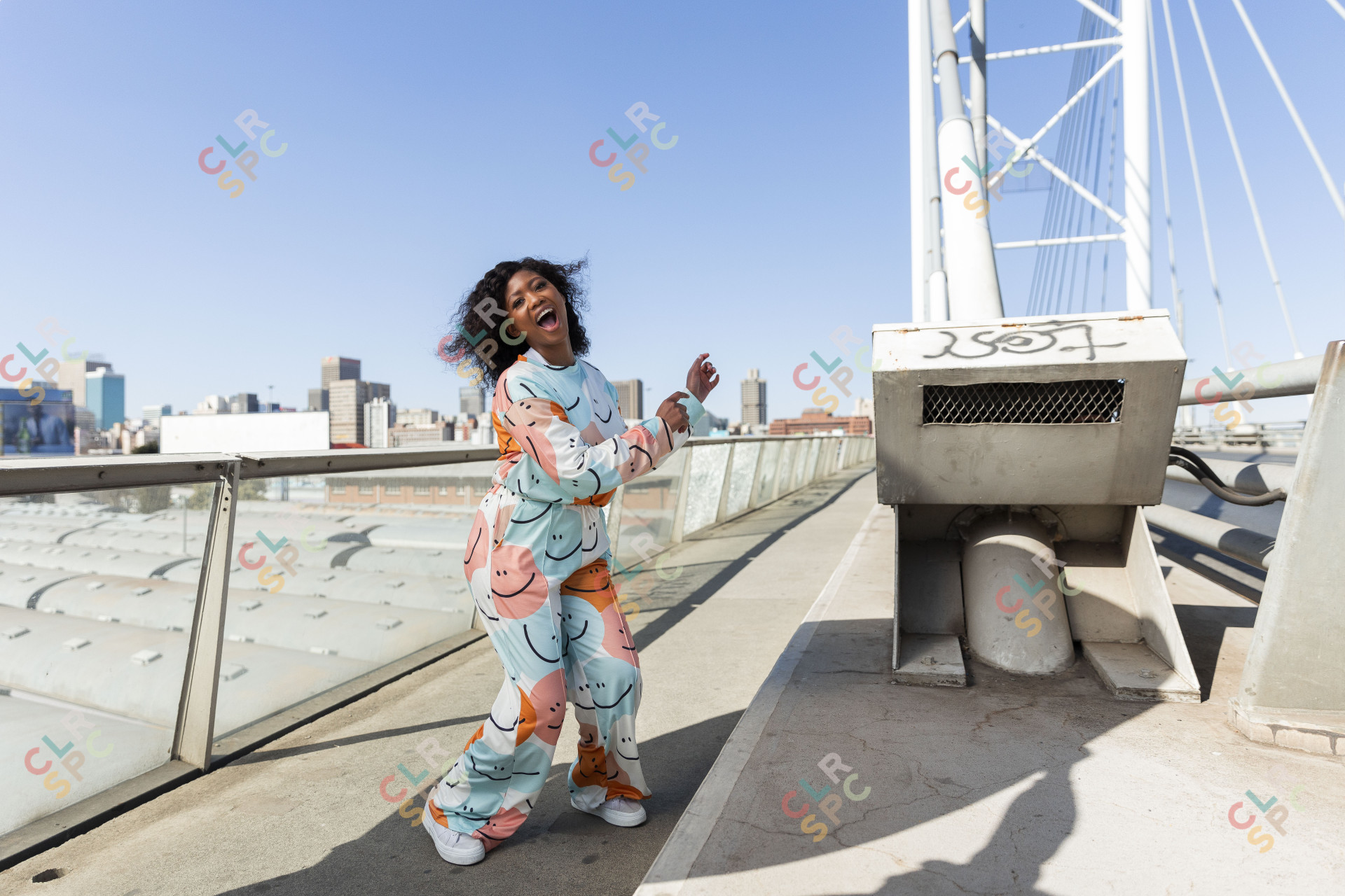 Black woman in the city smiling