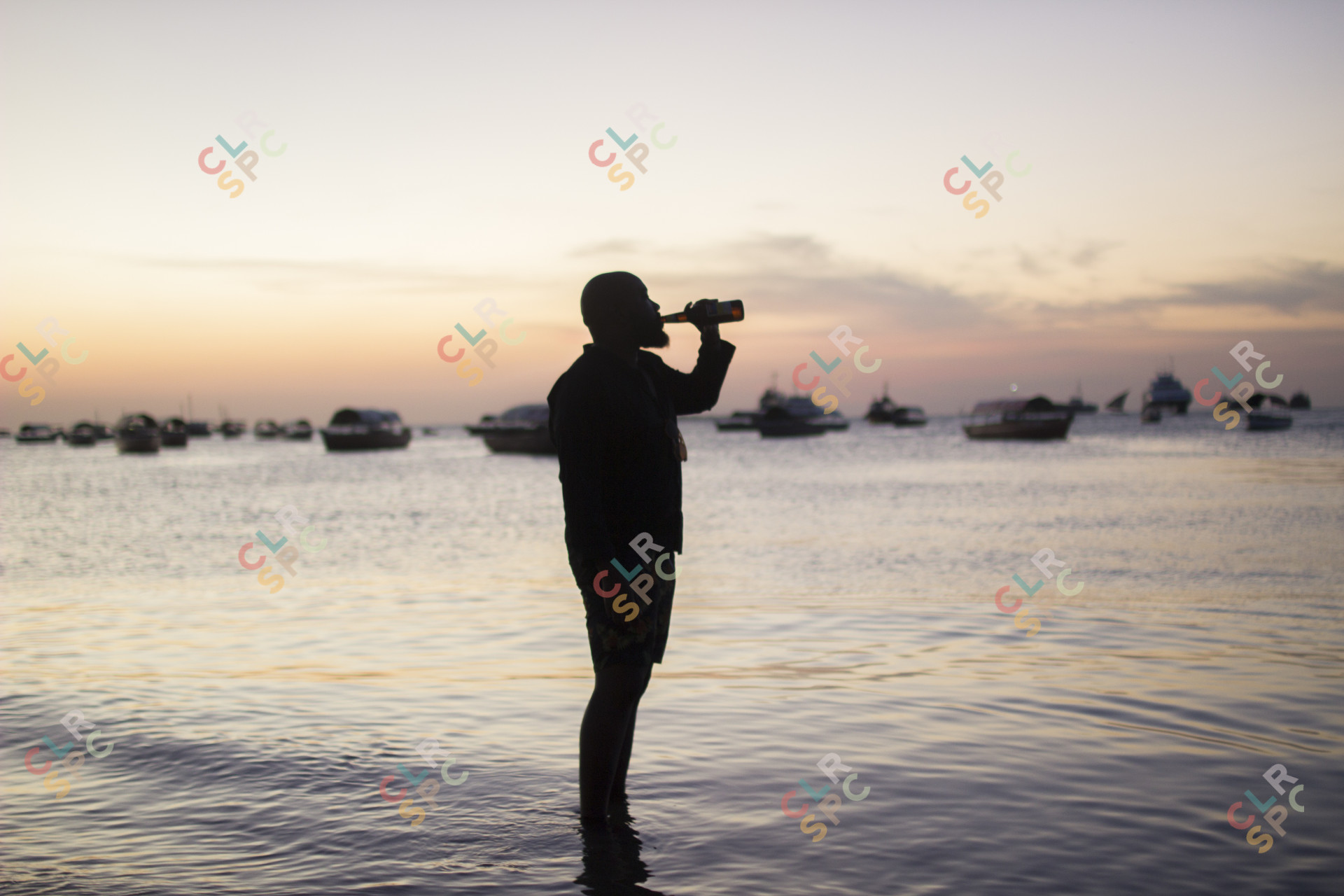 Having a beer during sunset