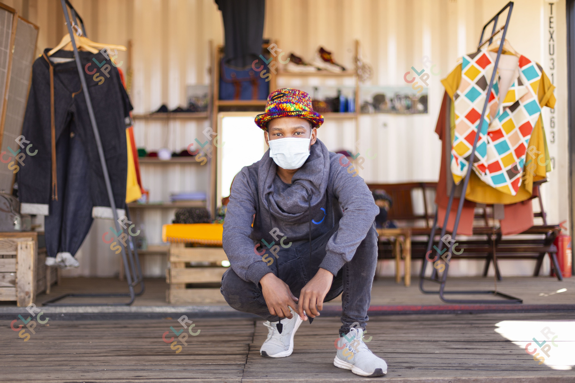 Wearing a mask in Soweto