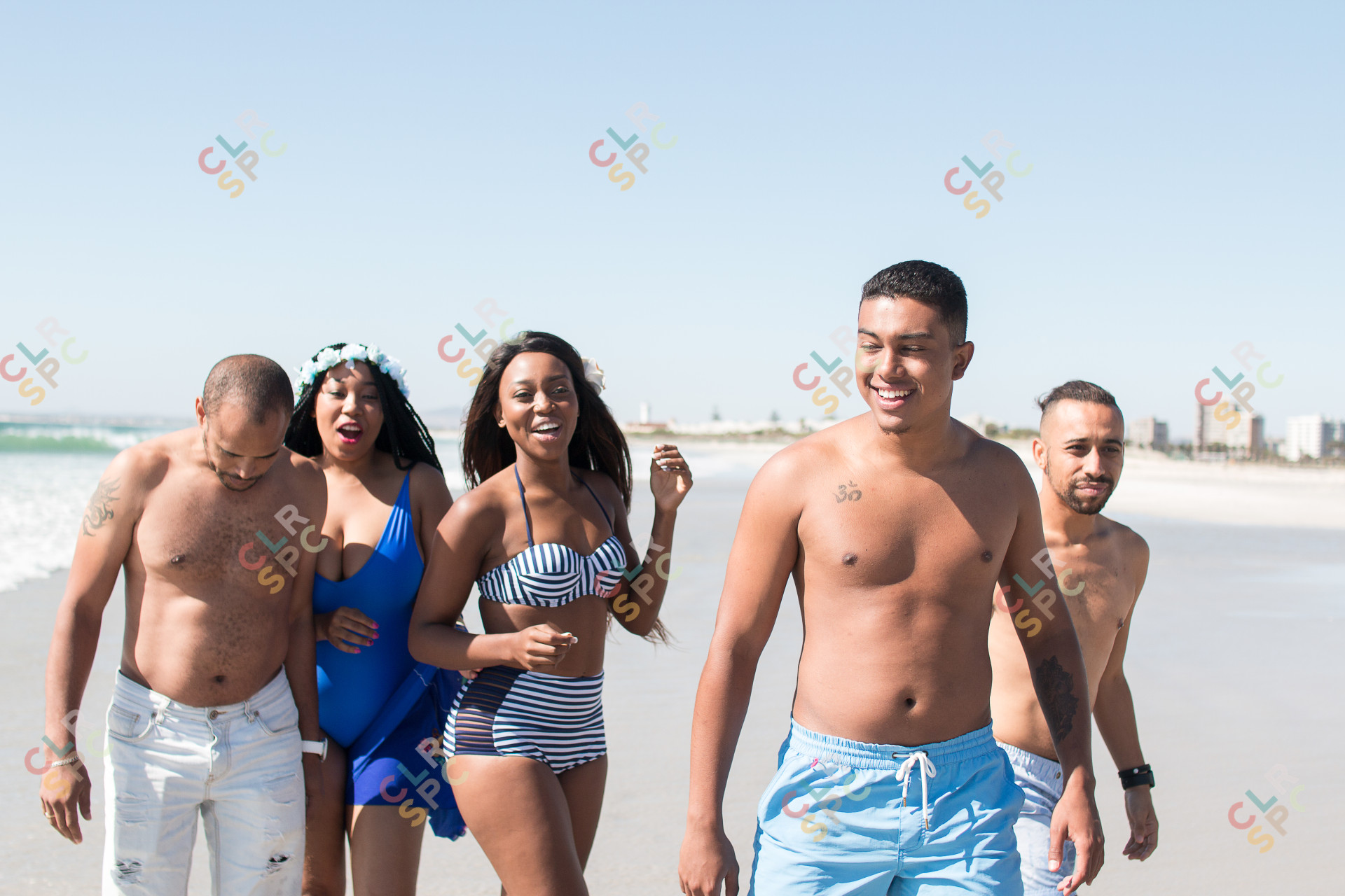 Friends at the beach having fun