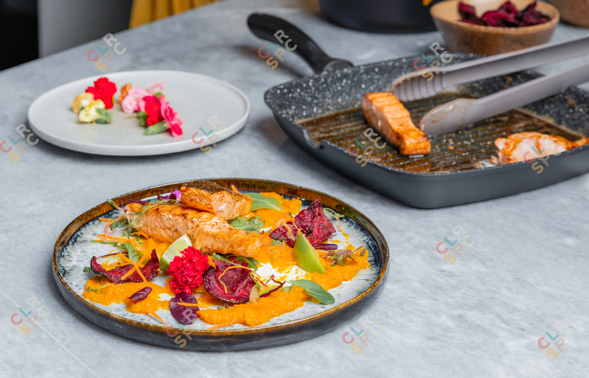 Grilled salmon on a plate