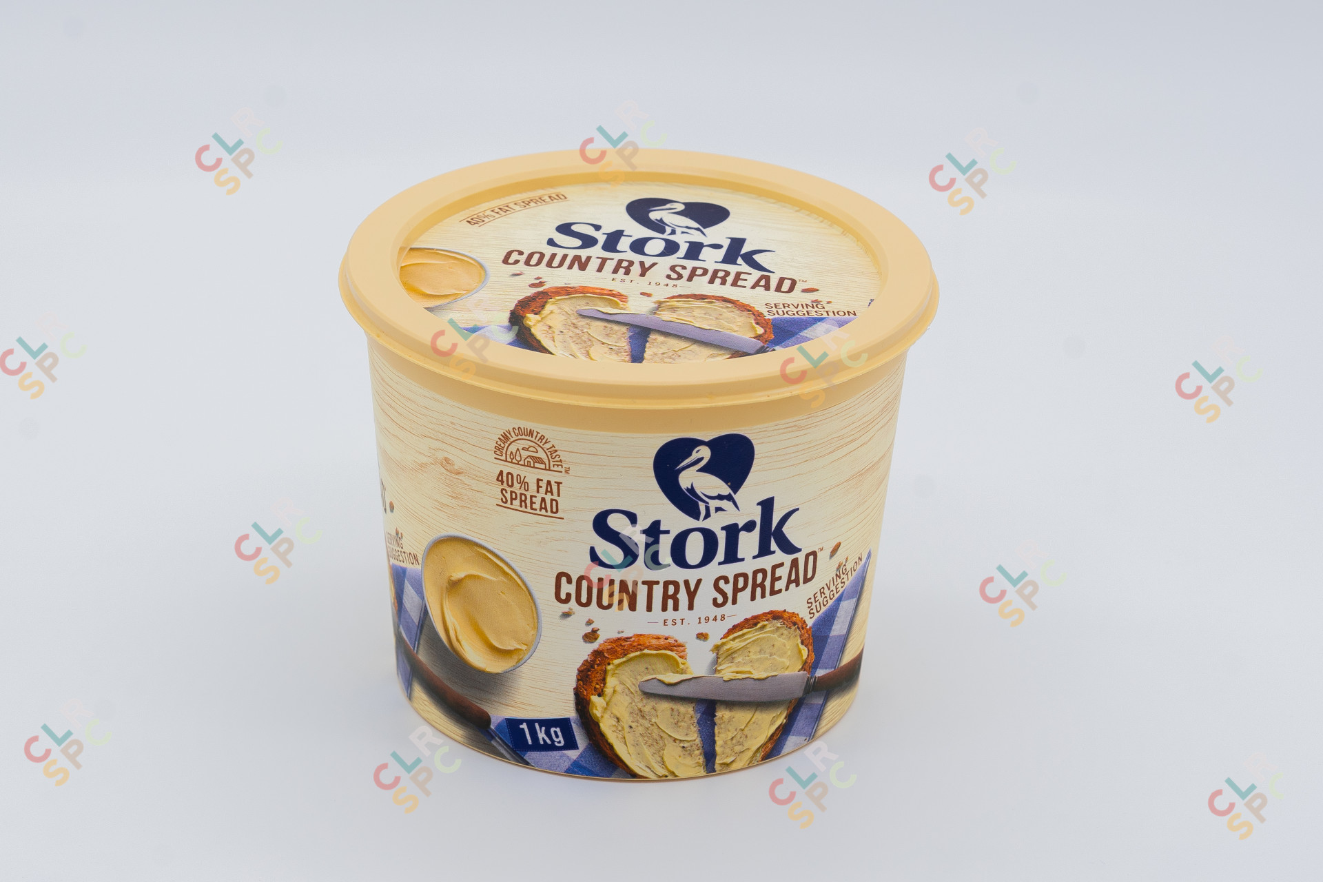 Product of stork country 40% fat spread.
