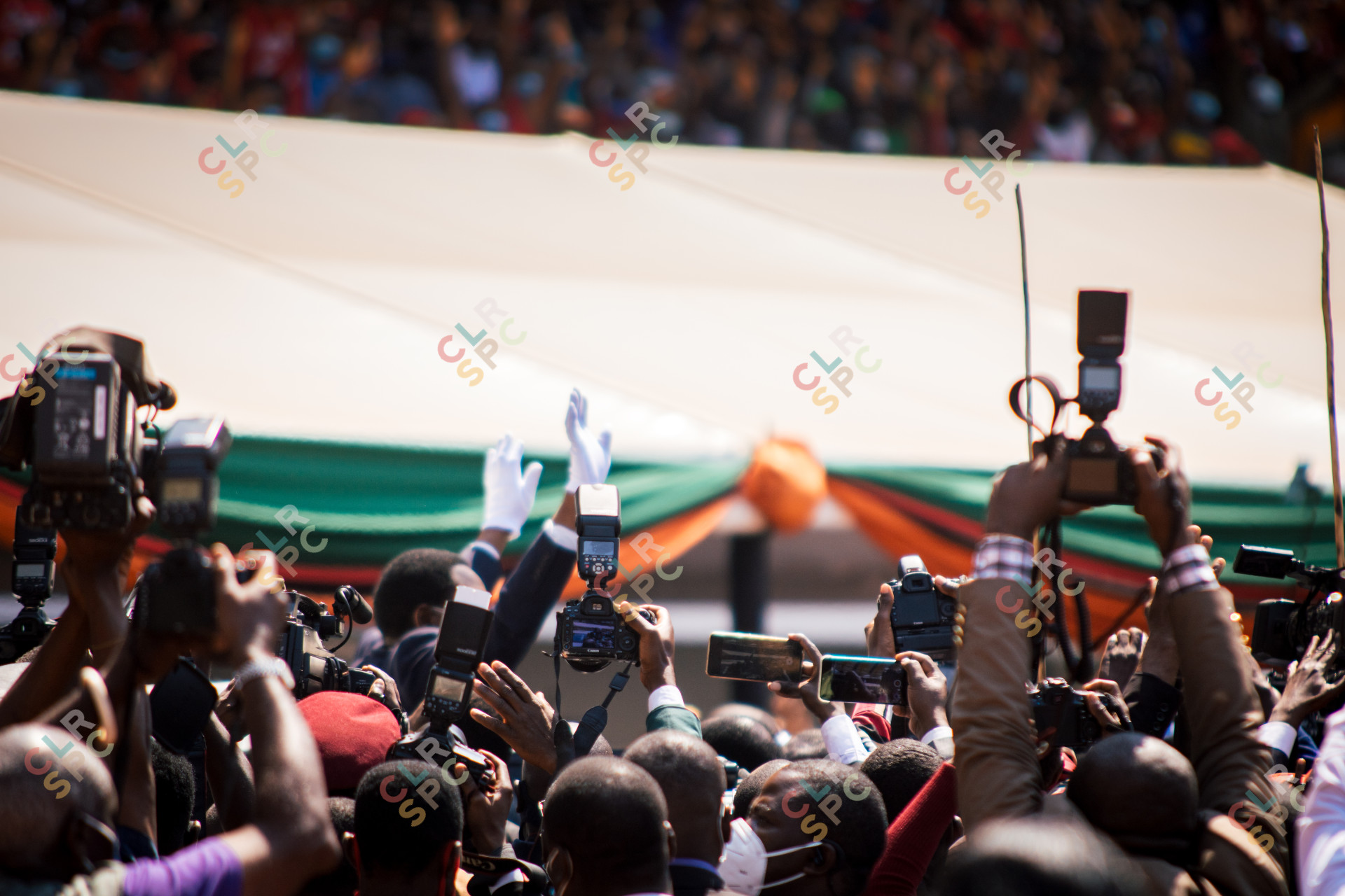 Media Swarm At Political Event