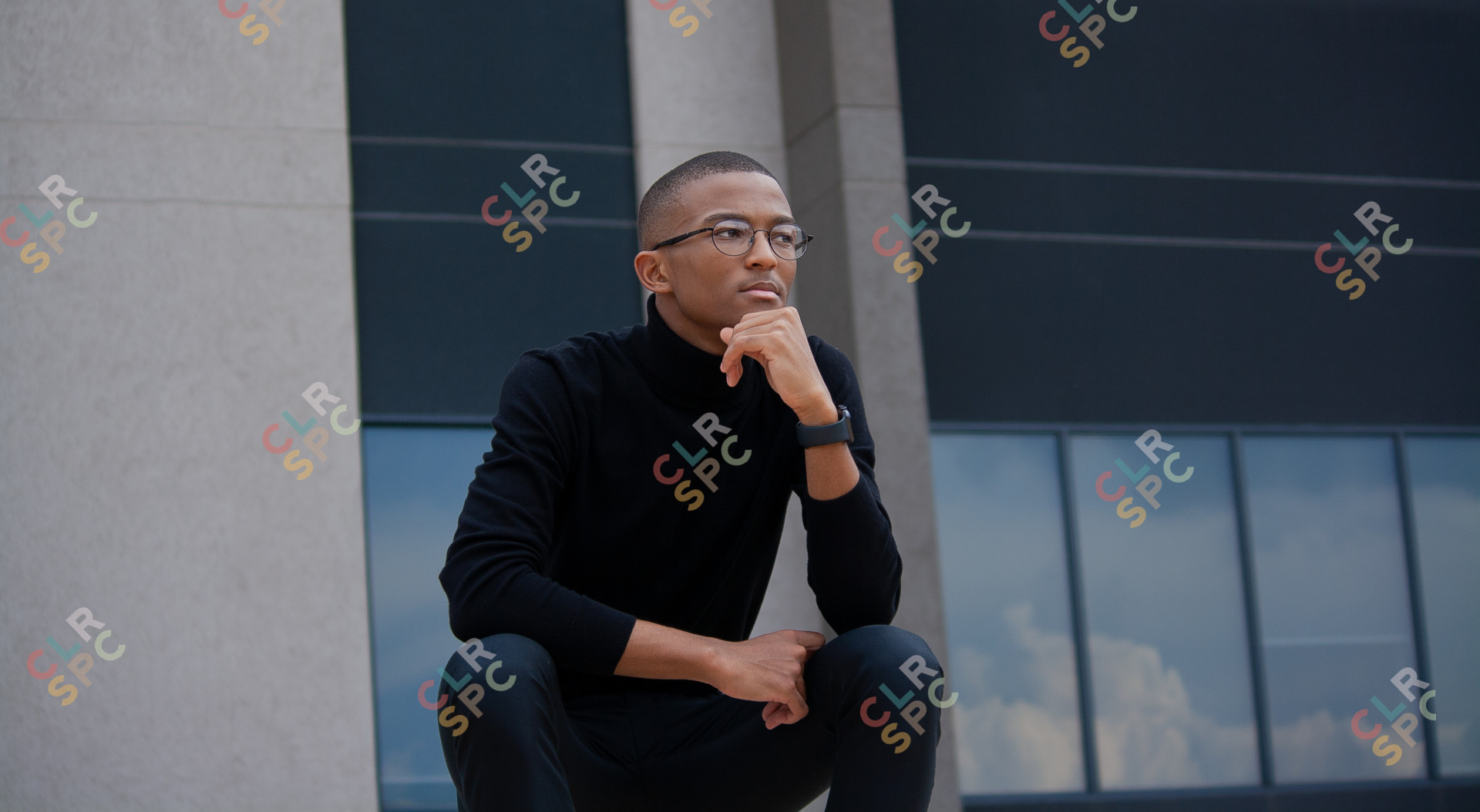 Black mean wearing glasses