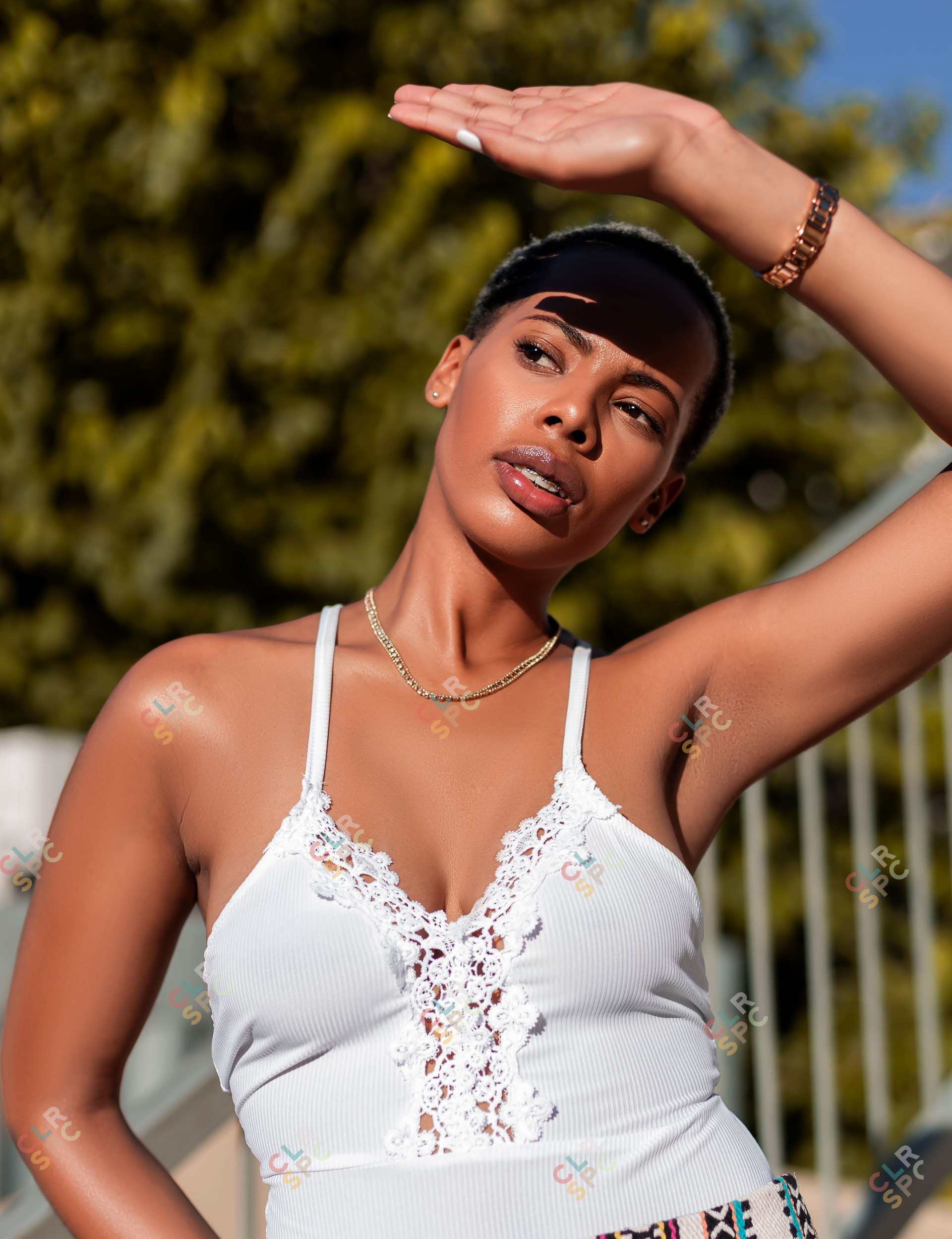 Model posing in the sun