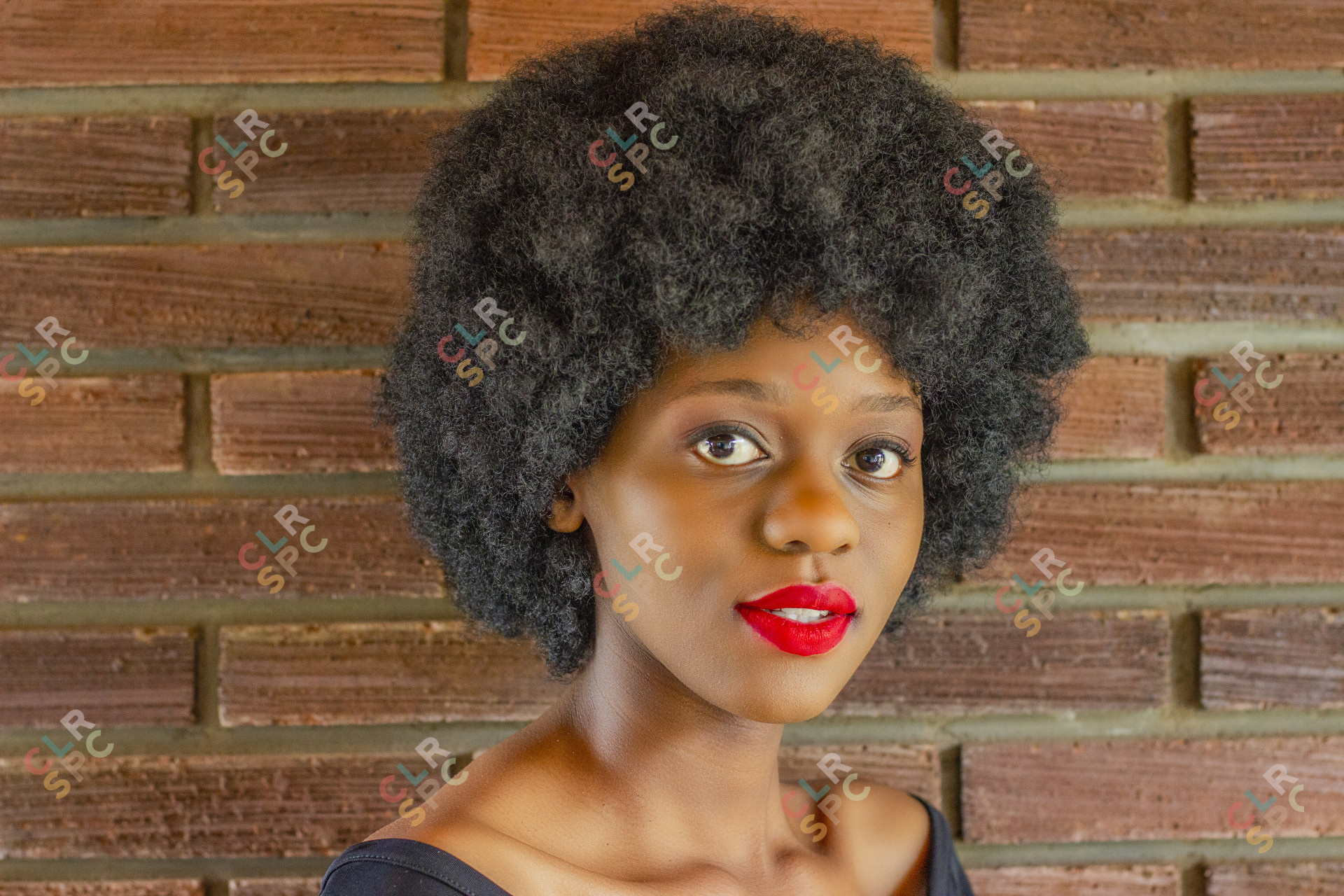 Young black woman with a black afro hairstyle