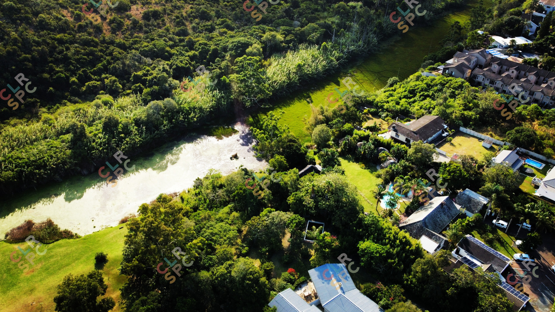 Suburban nature from a drone