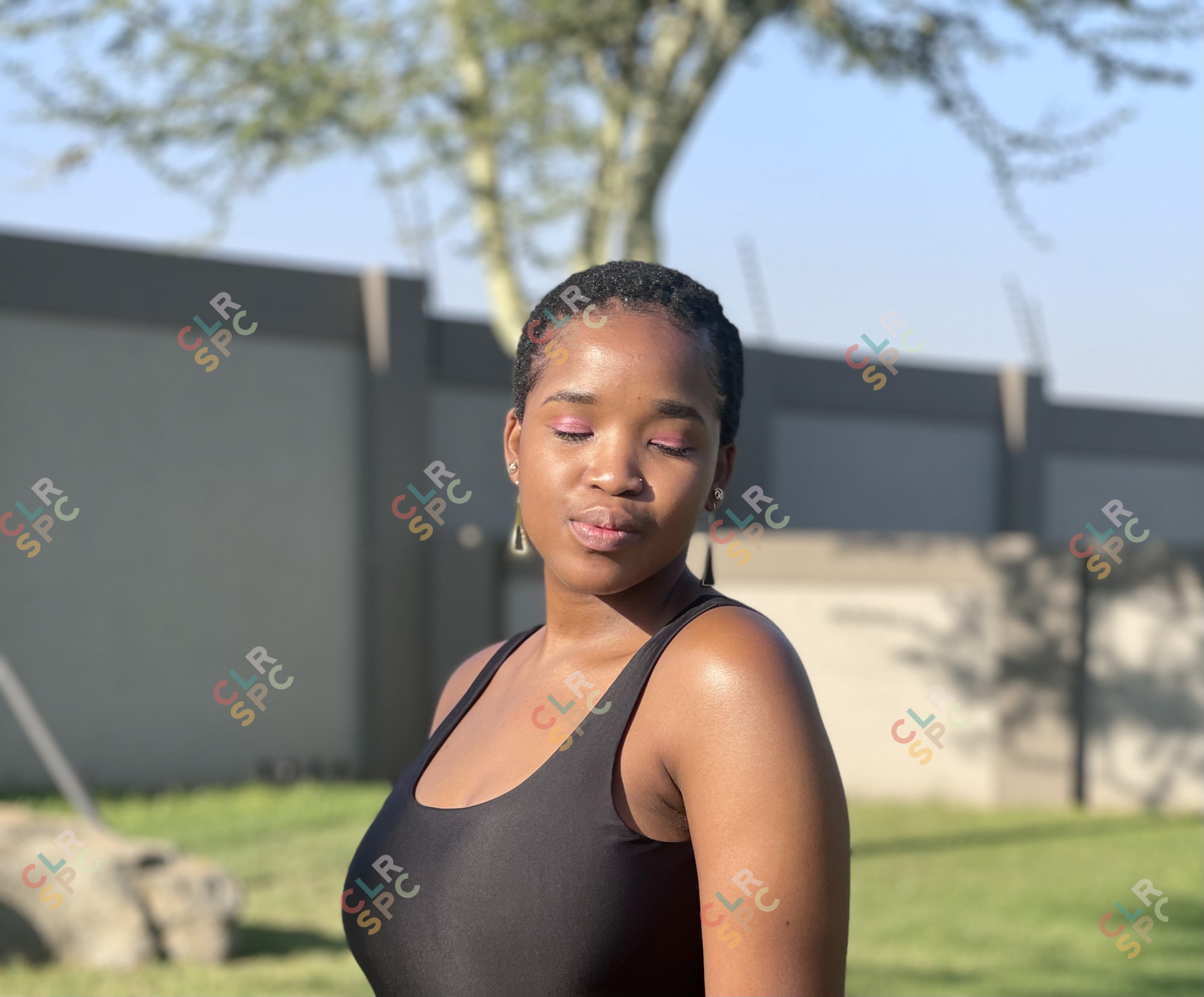 Black female with short hair