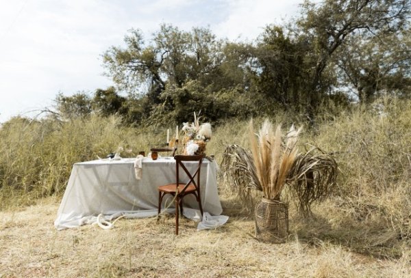 Romantic dining in the bush for a couple