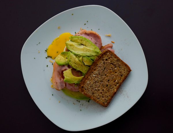 Flatlay of a morning sandwich
