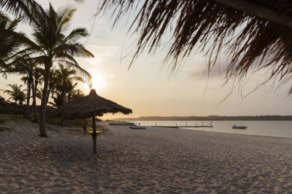 Sunset at the lagoon with sand.
