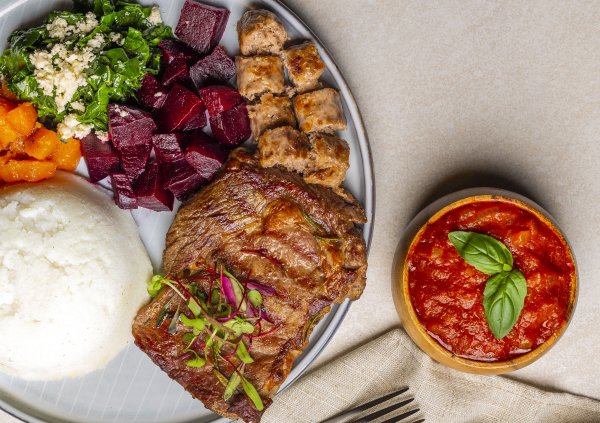 Traditional African seven colours plate of food