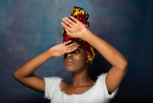 Wearing African head wrap