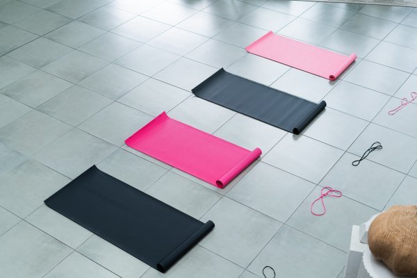 Yoga mats laid down.